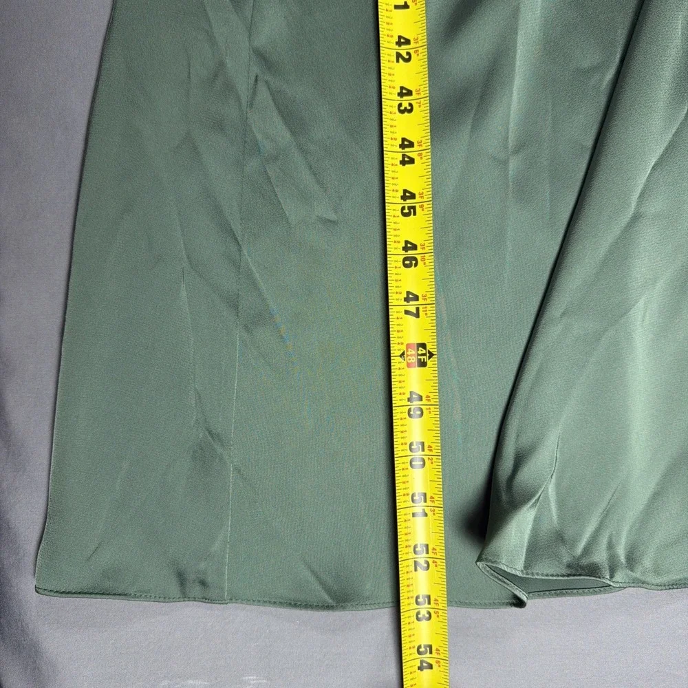 Azazie Womens Strapless Cowl Neck Satin Sage Green High‎ Slit Maxi Dress Gown A4